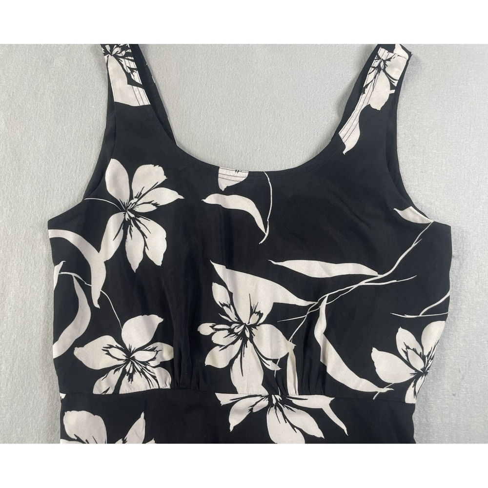 Willow Black/Grey Floral V-Back Ruffled Sleeveless Midi Sun Dress SZ Lg - Picture 8 of 14